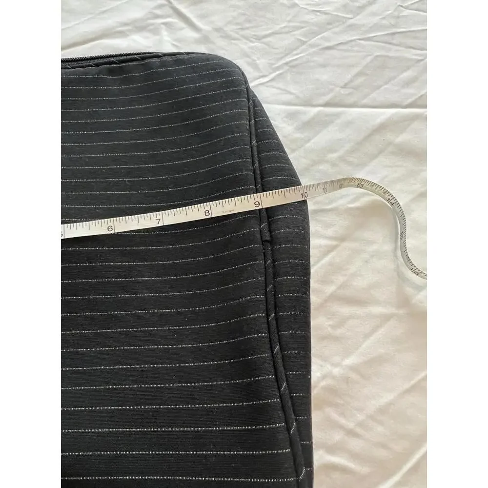 Lancôme Black Pinstripe Train Case Travel Makeup Bag 12x9 Cosmetic Organizer‎